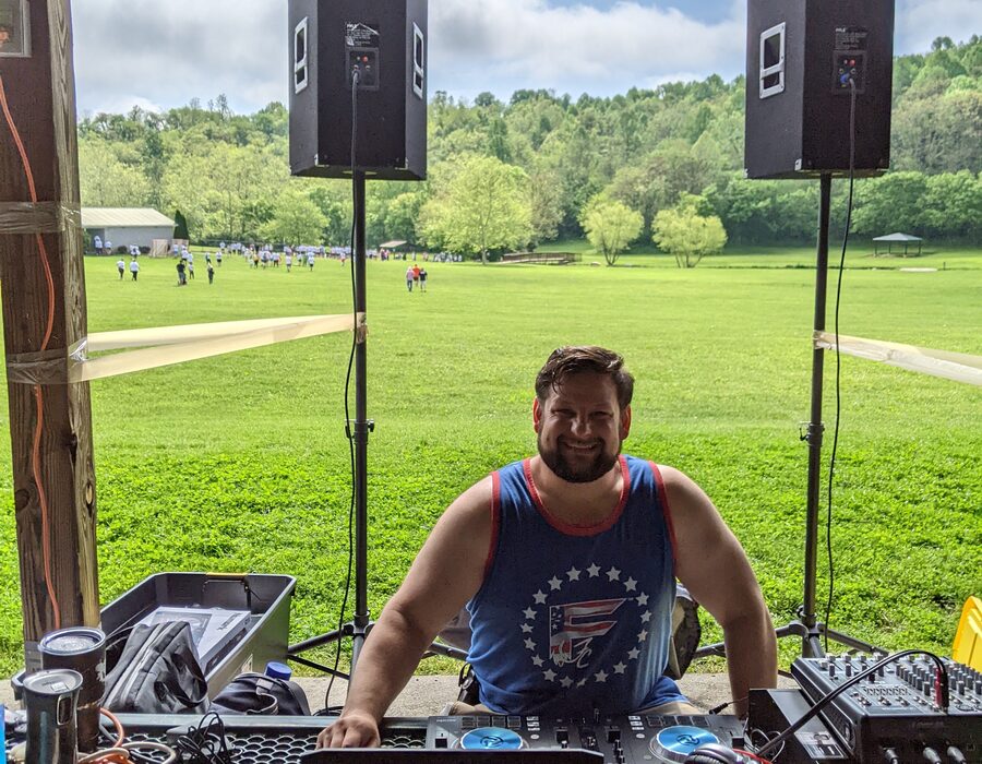 DJ decks and mixer setup